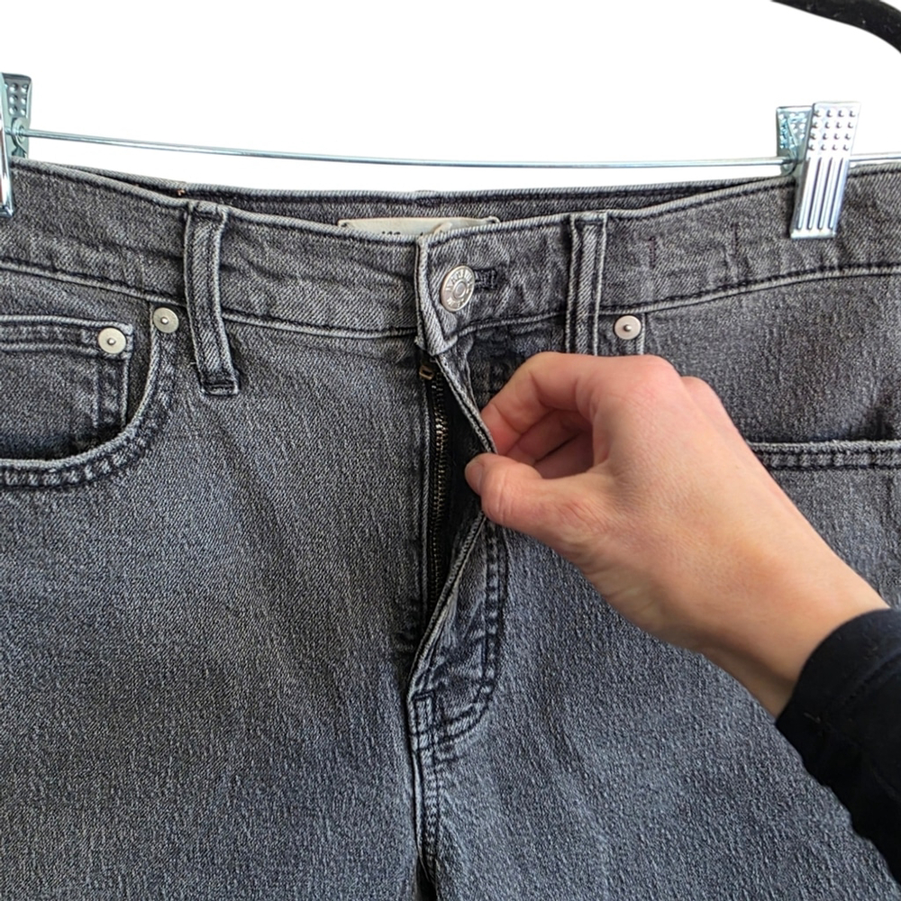 Madewell High Rise Black Distressed Straight Leg Jeans The Perfect Vintage Jean - Picture 7 of 12